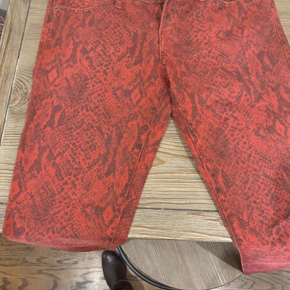 Current/Elliot Red Snakeskin Printed Skinny Jeans - Picture 6 of 7